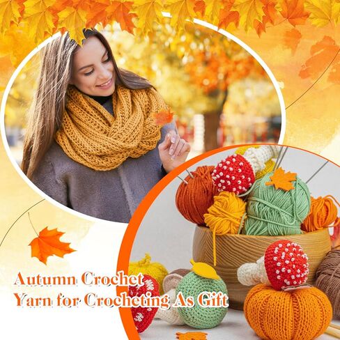 Timgle 12 skeins غزل الخريف غزل الكروشيه للحياكة غزل القطن الناعم السائبة البني الغزل متنوعة الخريف لون الغزل كل 100 جرام / 3.5 أوقية غزل الخريف 262.5 ياردة لمشروع الخريف الكروشيه الحياكة الحرفية in Kuwait