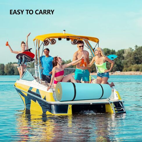 PEXMOR Floating Water Mat, 9/12/18 x 6 FT Floating Pad for The Water, 3-Layer XPE Foam Water Floating Island w/Bungee Tether & Storage Straps for Lake Pool Beach River in Saudi Arabia