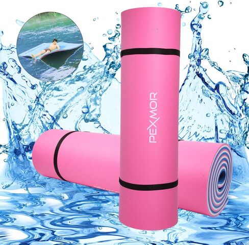 PEXMOR Floating Water Mat, 9/12/18 x 6 FT Floating Pad for The Water, 3-Layer XPE Foam Water Floating Island w/Bungee Tether & Storage Straps for Lake Pool Beach River in Saudi Arabia