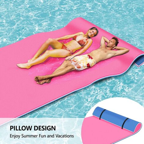 PEXMOR Floating Water Mat, 9/12/18 x 6 FT Floating Pad for The Water, 3-Layer XPE Foam Water Floating Island w/Bungee Tether & Storage Straps for Lake Pool Beach River in Saudi Arabia
