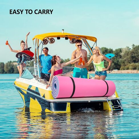 PEXMOR Floating Water Mat, 9/12/18 x 6 FT Floating Pad for The Water, 3-Layer XPE Foam Water Floating Island w/Bungee Tether & Storage Straps for Lake Pool Beach River in Saudi Arabia