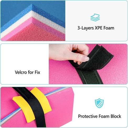 PEXMOR Floating Water Mat, 9/12/18 x 6 FT Floating Pad for The Water, 3-Layer XPE Foam Water Floating Island w/Bungee Tether & Storage Straps for Lake Pool Beach River in Saudi Arabia
