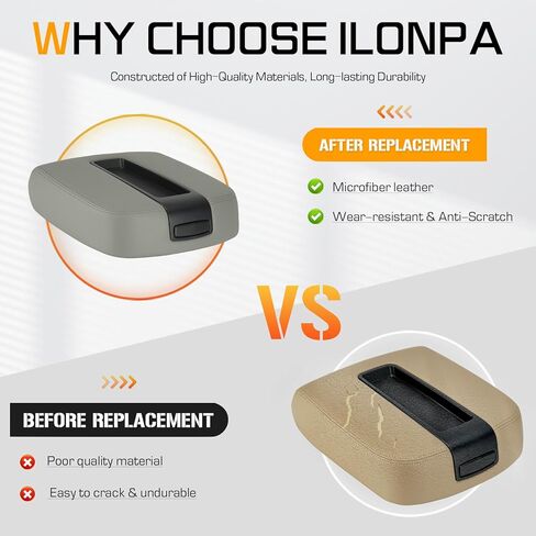 ILONPA Black Center Console Armrest Lid Box Cover Fits for 2007-2014 Chevy Avalanche Tahoe Suburban, GMC Sierra Yukon XL Replaces for 15217111 15941534 19328718, Middle Console Armrest Lid Top in Saudi Arabia