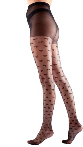 لباس ضيق نسائي من Pretty Polly بنمط فيونكة بالكامل، بفيونكة شفافة ضيقة، أسود (أسود)، مقاس واحد in Kuwait