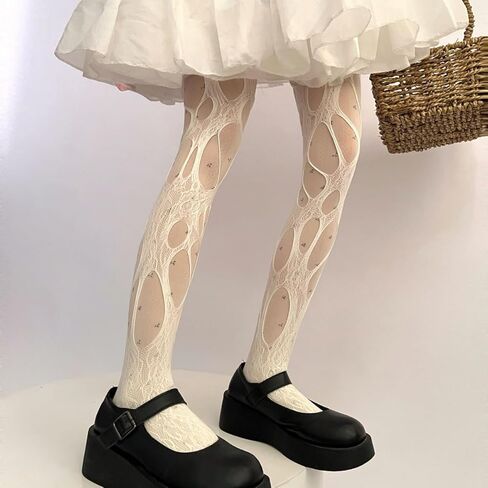 Fishnet Stocking for Women Mesh Stockings Pantyhose Lolita Gothic Punk Ripped Stockings Sexy Hosiery PWZ04 in Kuwait