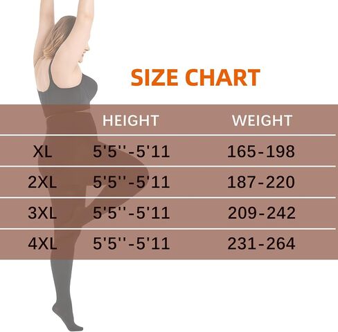 Plus Size Tights for Women 80D Soft Semi-Opaque Pantyhose High Waist Control Top Stockings Black Nude XL-4XL in Saudi Arabia