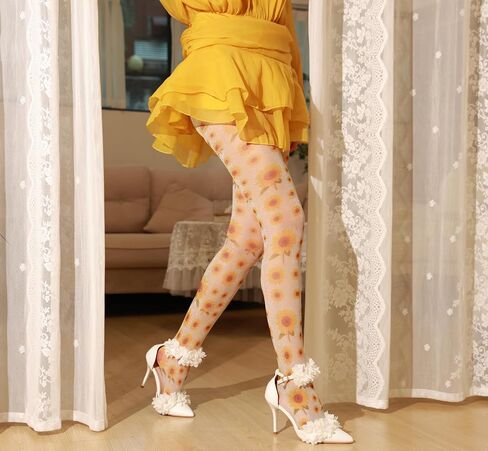 Sahabowi Women's Sheer Fashion Digital Print Fashions Stockings Metallic Silver Tights 1 in Saudi Arabia