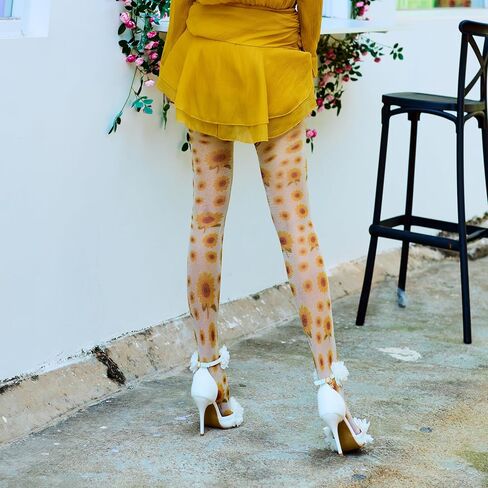 Sahabowi Women's Sheer Fashion Digital Print Fashions Stockings Metallic Silver Tights 1 in Saudi Arabia