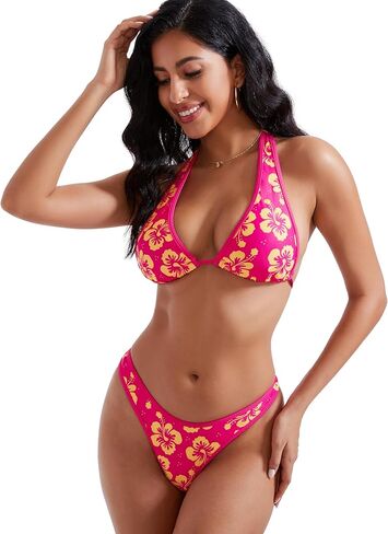 RXRXCOCO Women String Brazilian Bikini Set Halter Push Up Cheeky 2 Piece Sexy Swimsuits in Kuwait