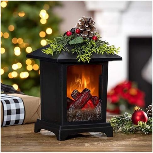 جيرسون 2659130 فانوس مدفأة مضاء يعمل بالبطارية مع لمسة زهرية، ارتفاع 8.8 بوصة in Kuwait