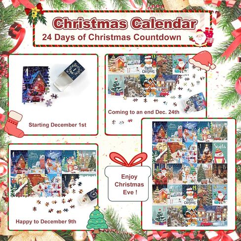Advent Calendar 2024 عيد الميلاد عطلة بانوراما الألغاز - 1000 قطعة العد التنازلي المغامرة للأطفال والكبار in Saudi Arabia