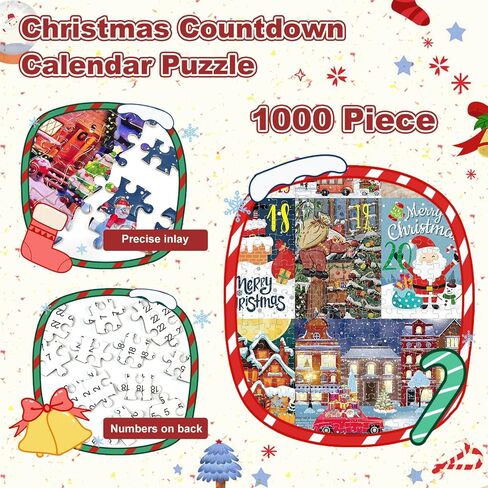 Advent Calendar 2024 عيد الميلاد عطلة بانوراما الألغاز - 1000 قطعة العد التنازلي المغامرة للأطفال والكبار in Saudi Arabia
