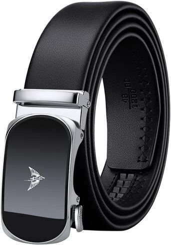 VANNANBA Leather Ratchet Belts for Men Fashion Automtic Buckle Waist Belt,Mens Belt with Gift Box in Saudi Arabia