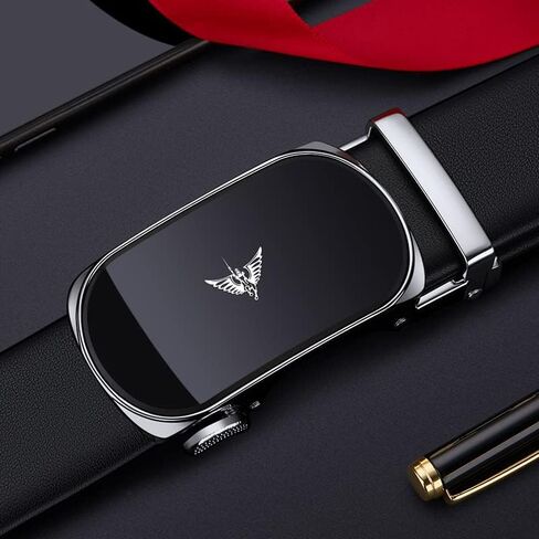 VANNANBA Leather Ratchet Belts for Men Fashion Automtic Buckle Waist Belt,Mens Belt with Gift Box in Saudi Arabia