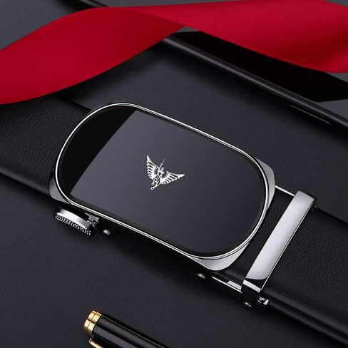 VANNANBA Leather Ratchet Belts for Men Fashion Automtic Buckle Waist Belt,Mens Belt with Gift Box in Saudi Arabia