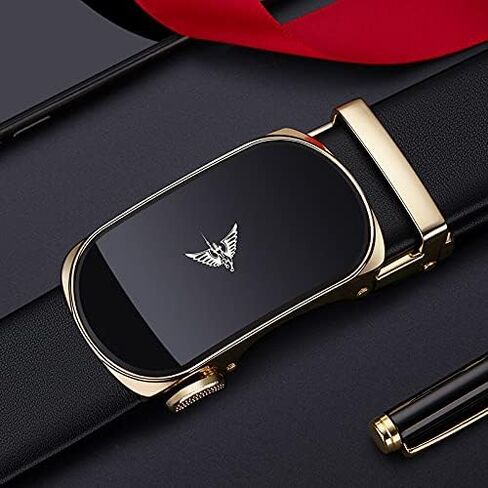 VANNANBA Leather Ratchet Belts for Men Fashion Automtic Buckle Waist Belt,Mens Belt with Gift Box in Saudi Arabia