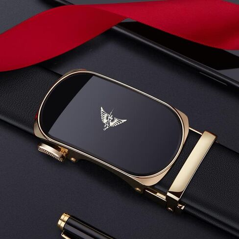 VANNANBA Leather Ratchet Belts for Men Fashion Automtic Buckle Waist Belt,Mens Belt with Gift Box in Saudi Arabia