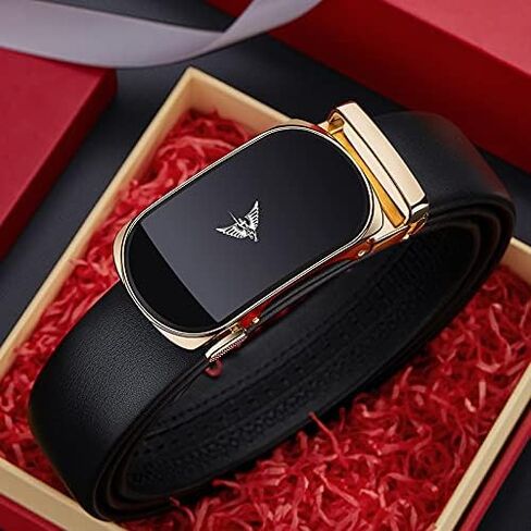 VANNANBA Leather Ratchet Belts for Men Fashion Automtic Buckle Waist Belt,Mens Belt with Gift Box in Saudi Arabia