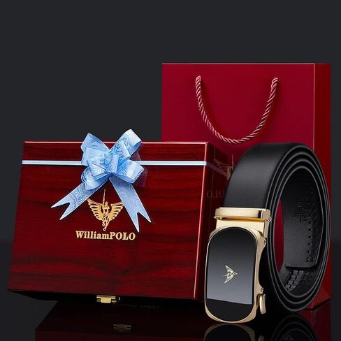 VANNANBA Leather Ratchet Belts for Men Fashion Automtic Buckle Waist Belt,Mens Belt with Gift Box in Saudi Arabia
