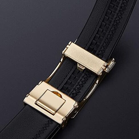 VANNANBA Leather Ratchet Belts for Men Fashion Automtic Buckle Waist Belt,Mens Belt with Gift Box in Saudi Arabia