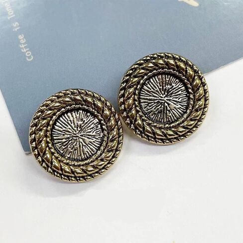 5pcs Vintage Round Shank Retro Metal Pattern Button Sewing Clothing Handmade Crafts Accessories Decoration (Antique Gold, 25mm) in Saudi Arabia