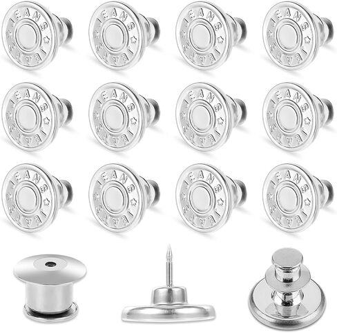 12 Set Button Pins for Jeans, No Sew Jeans Button Replacement, Pants Button Tightener for Waist, Jean Buttons for Loose Jeans Reusable and Adjustable in Saudi Arabia