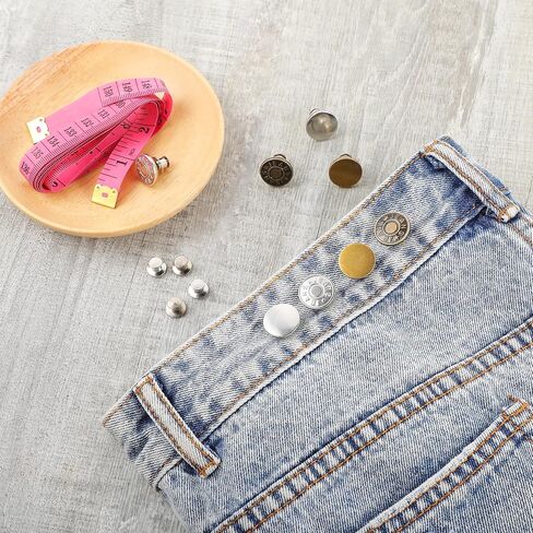 12 Set Button Pins for Jeans, No Sew Jeans Button Replacement, Pants Button Tightener for Waist, Jean Buttons for Loose Jeans Reusable and Adjustable in Saudi Arabia