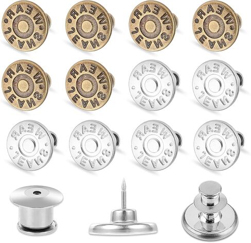 12 Set Button Pins for Jeans, No Sew Jeans Button Replacement, Pants Button Tightener for Waist, Jean Buttons for Loose Jeans Reusable and Adjustable in Saudi Arabia