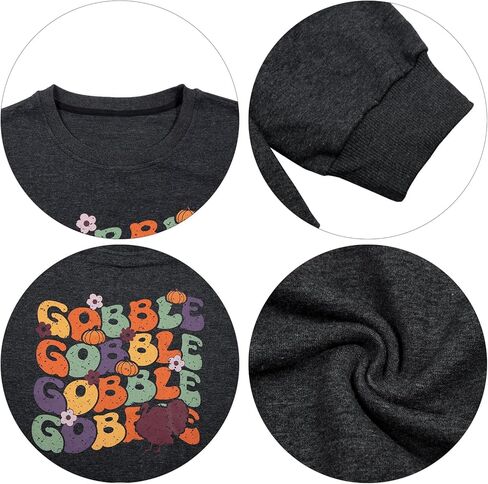 FLOYU Thanksgiving Sweatshirts for Women Gobble Sweatshirt Turkey Pullover Thanksgiving Sweaters Thankful Clothes in Kuwait