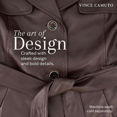 سترة Vince Camuto متوسطة الطول من الجلد الصناعي للنساء معطف جلدي عصري in Saudi Arabia