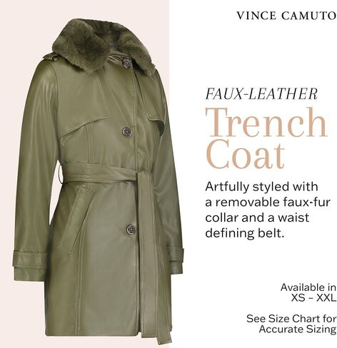 سترة Vince Camuto متوسطة الطول من الجلد الصناعي للنساء معطف جلدي عصري in Saudi Arabia