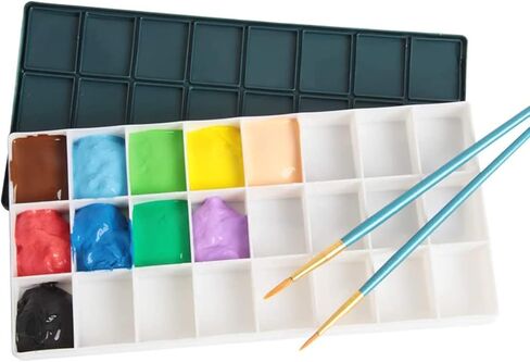Plastic Paint Palette Paint Tray with Soft Lid 24 Wells Paint Saver Palette for Watercolors, Gouache, Acrylic and Oil Paint in Saudi Arabia