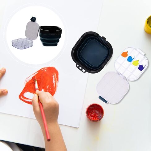 VICASKY Paint Mixing Case Paint Brush Basins 3 in 1 with Mixing and Washing Container Foldable Pigment Pen Washing Bucket Portable Bucket Paint Box Packing Box (Black) in Saudi Arabia