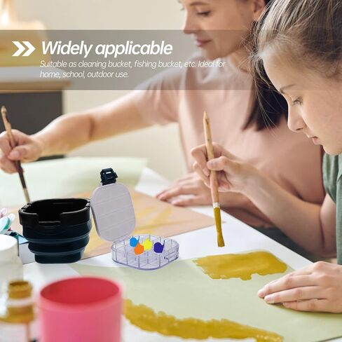 VICASKY Paint Mixing Case Paint Brush Basins 3 in 1 with Mixing and Washing Container Foldable Pigment Pen Washing Bucket Portable Bucket Paint Box Packing Box (Black) in Saudi Arabia