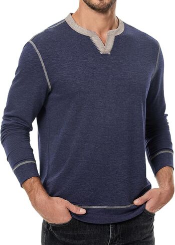 JMIERR Men's Slim Henley Shirts V-neck Longline T-Shirt Casual Lightweight Sweatshirts Fitted Raglan Sleeve Tees Shirts in Saudi Arabia