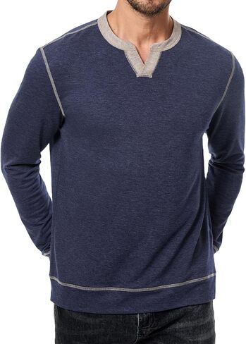 JMIERR Men's Slim Henley Shirts V-neck Longline T-Shirt Casual Lightweight Sweatshirts Fitted Raglan Sleeve Tees Shirts in Saudi Arabia