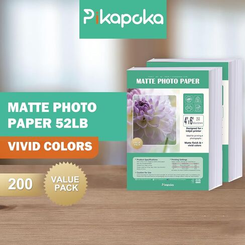 8x10 Matte Photo Printer Paper 52lb for Inkjet Printing, Thick Coated Presentation Paper with Vivid Color Output, Fast Dry Matte Finish for Flyers, Brochures, 100 Pack in Kuwait