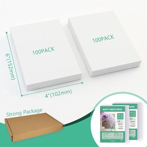 8x10 Matte Photo Printer Paper 52lb for Inkjet Printing, Thick Coated Presentation Paper with Vivid Color Output, Fast Dry Matte Finish for Flyers, Brochures, 100 Pack in Kuwait