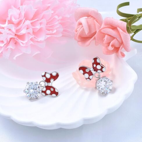 Sterling Silver CZ Mouse Earrings for Girls Cute Minnie Mouse Stud Earrings Animal Earrings Fashion Princess Jewelry Gifts for Women Daughter Birthday in Kuwait