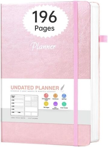 CAGIE Undated Planner Weekly and Monthly Planner with Inner Pocket Leather journal with Goal & Habit Tracker Organizer, Hardcover Weekly Monthly Planner for Work School Home, 5.7" x 8.3", Gold in Saudi Arabia
