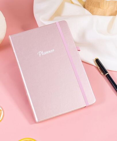 CAGIE Undated Planner Weekly and Monthly Planner with Inner Pocket Leather journal with Goal & Habit Tracker Organizer, Hardcover Weekly Monthly Planner for Work School Home, 5.7" x 8.3", Gold in Saudi Arabia
