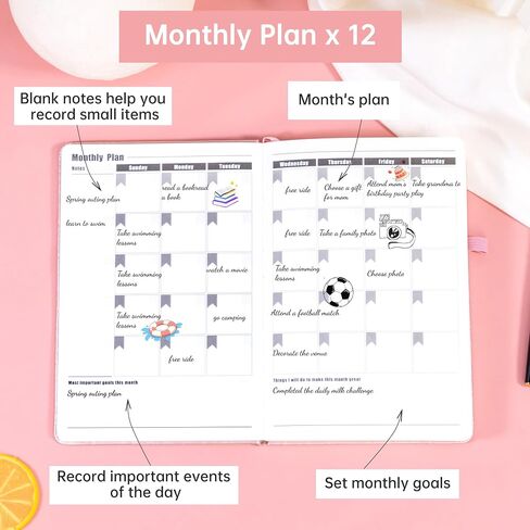 CAGIE Undated Planner Weekly and Monthly Planner with Inner Pocket Leather journal with Goal & Habit Tracker Organizer, Hardcover Weekly Monthly Planner for Work School Home, 5.7" x 8.3", Gold in Saudi Arabia