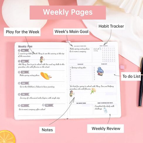 CAGIE Undated Planner Weekly and Monthly Planner with Inner Pocket Leather journal with Goal & Habit Tracker Organizer, Hardcover Weekly Monthly Planner for Work School Home, 5.7" x 8.3", Gold in Saudi Arabia