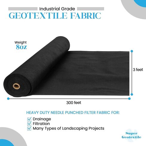 4, 6, 8 oz Non Woven Fabric for Landscaping, French Drains, Underlayment, Erosion Control, Construction Projects - 8 oz (3X300) in Saudi Arabia