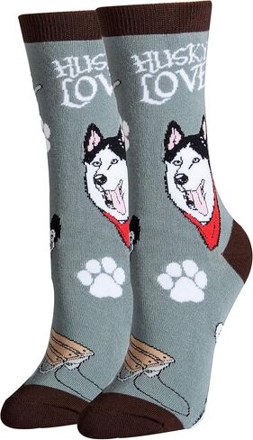 ooohyeah Women's Novelty Funny Crew Socks, Fun Animal Crazy Dress Socks Gifts for Dog Lover, Fits Women's Shoe Size 5-10 in Saudi Arabia
