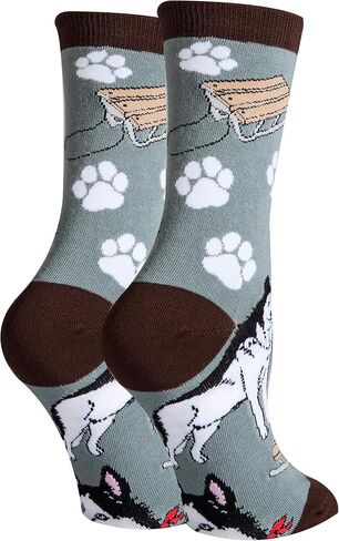 ooohyeah Women's Novelty Funny Crew Socks, Fun Animal Crazy Dress Socks Gifts for Dog Lover, Fits Women's Shoe Size 5-10 in Saudi Arabia