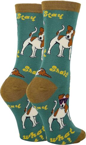 ooohyeah Women's Novelty Funny Crew Socks, Fun Animal Crazy Dress Socks Gifts for Dog Lover, Fits Women's Shoe Size 5-10 in Saudi Arabia