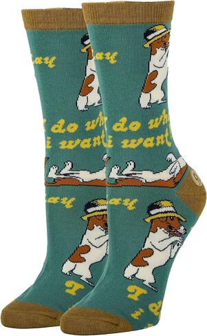 ooohyeah Women's Novelty Funny Crew Socks, Fun Animal Crazy Dress Socks Gifts for Dog Lover, Fits Women's Shoe Size 5-10 in Saudi Arabia