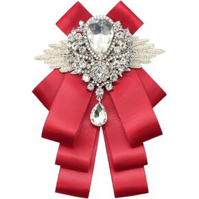 Mantieqingway Women's Bow Ties - Pre-Tied Adjustable Crystal Ribbon Girls Bowties - Accessory for School Wedding Party Casual