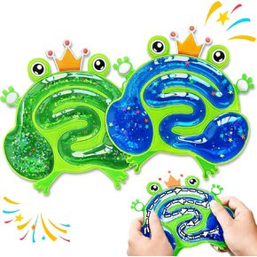 2PCS Sensory Fidget Toys for Kids, Squishy Glitter Leap Frog Toys for Toddlers, Autism Sensory Products Travel Toys, Birthday Gift for Boy Age 3 4 5-7 Year Old, ADHD Calming Toys for Classroom